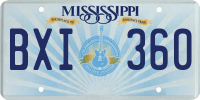 MS license plate BXI360