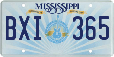 MS license plate BXI365