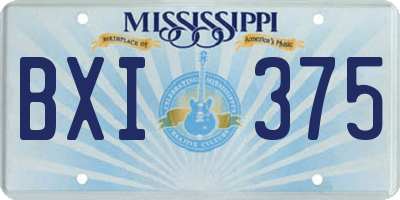 MS license plate BXI375