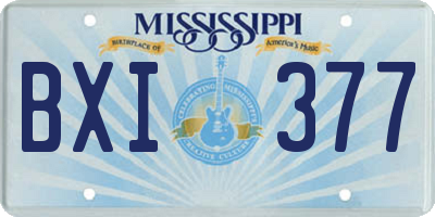 MS license plate BXI377