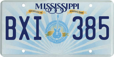 MS license plate BXI385