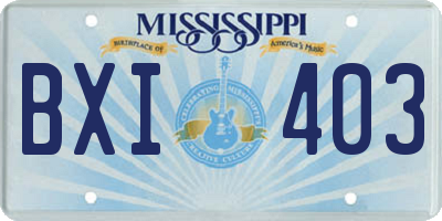 MS license plate BXI403