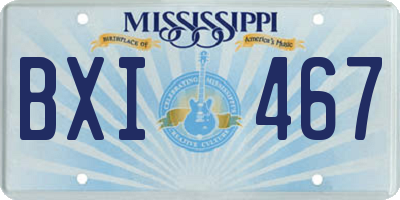 MS license plate BXI467