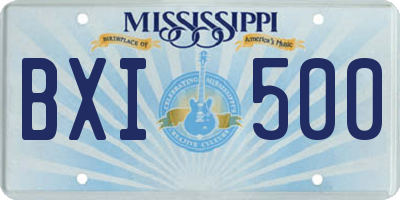 MS license plate BXI500