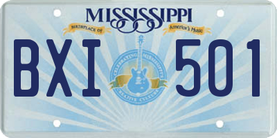 MS license plate BXI501