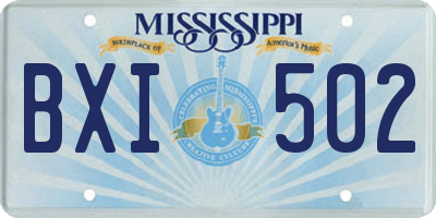 MS license plate BXI502