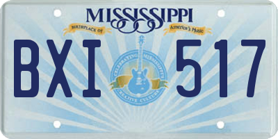 MS license plate BXI517