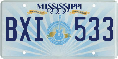 MS license plate BXI533