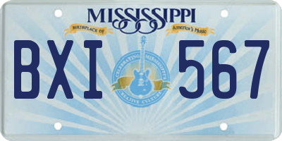 MS license plate BXI567