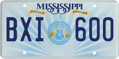 MS license plate BXI600