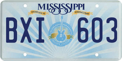 MS license plate BXI603