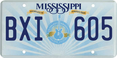 MS license plate BXI605