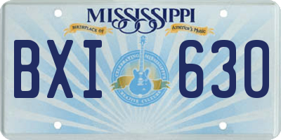 MS license plate BXI630