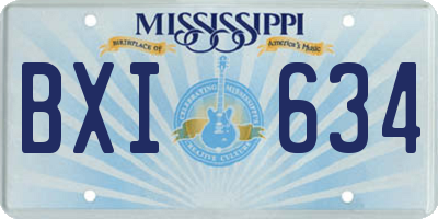 MS license plate BXI634