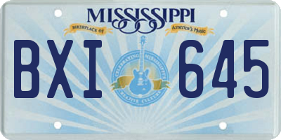 MS license plate BXI645