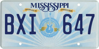 MS license plate BXI647