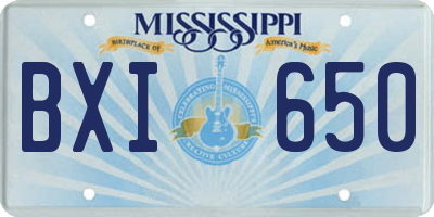MS license plate BXI650