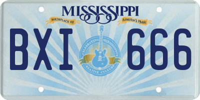 MS license plate BXI666