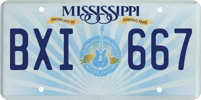 MS license plate BXI667