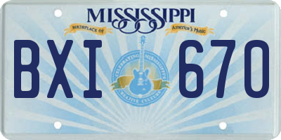 MS license plate BXI670