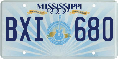 MS license plate BXI680
