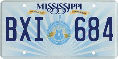 MS license plate BXI684