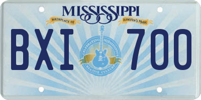 MS license plate BXI700