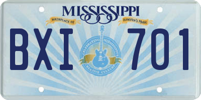 MS license plate BXI701