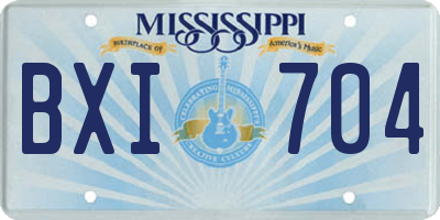 MS license plate BXI704