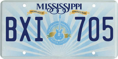 MS license plate BXI705