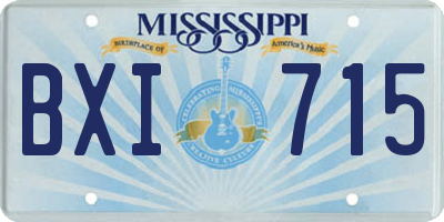 MS license plate BXI715