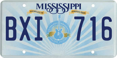 MS license plate BXI716