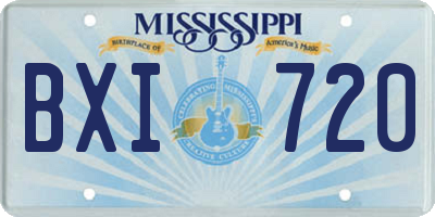 MS license plate BXI720