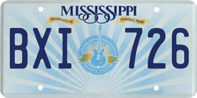MS license plate BXI726