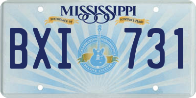 MS license plate BXI731