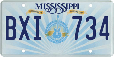 MS license plate BXI734