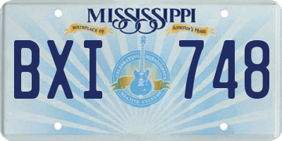 MS license plate BXI748