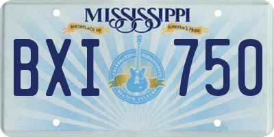 MS license plate BXI750