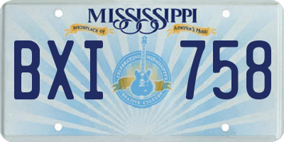 MS license plate BXI758