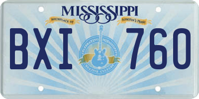 MS license plate BXI760