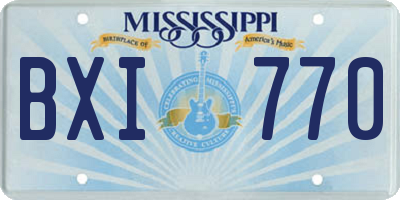 MS license plate BXI770