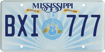 MS license plate BXI777