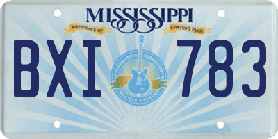 MS license plate BXI783