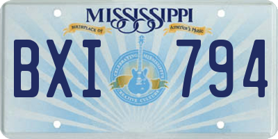 MS license plate BXI794