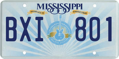 MS license plate BXI801
