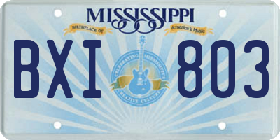 MS license plate BXI803