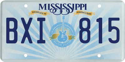 MS license plate BXI815