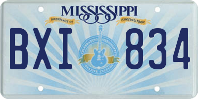 MS license plate BXI834