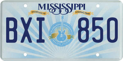 MS license plate BXI850