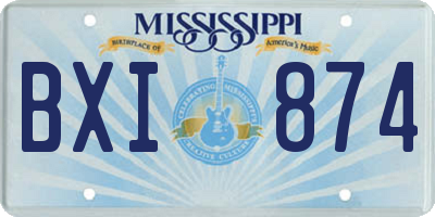 MS license plate BXI874